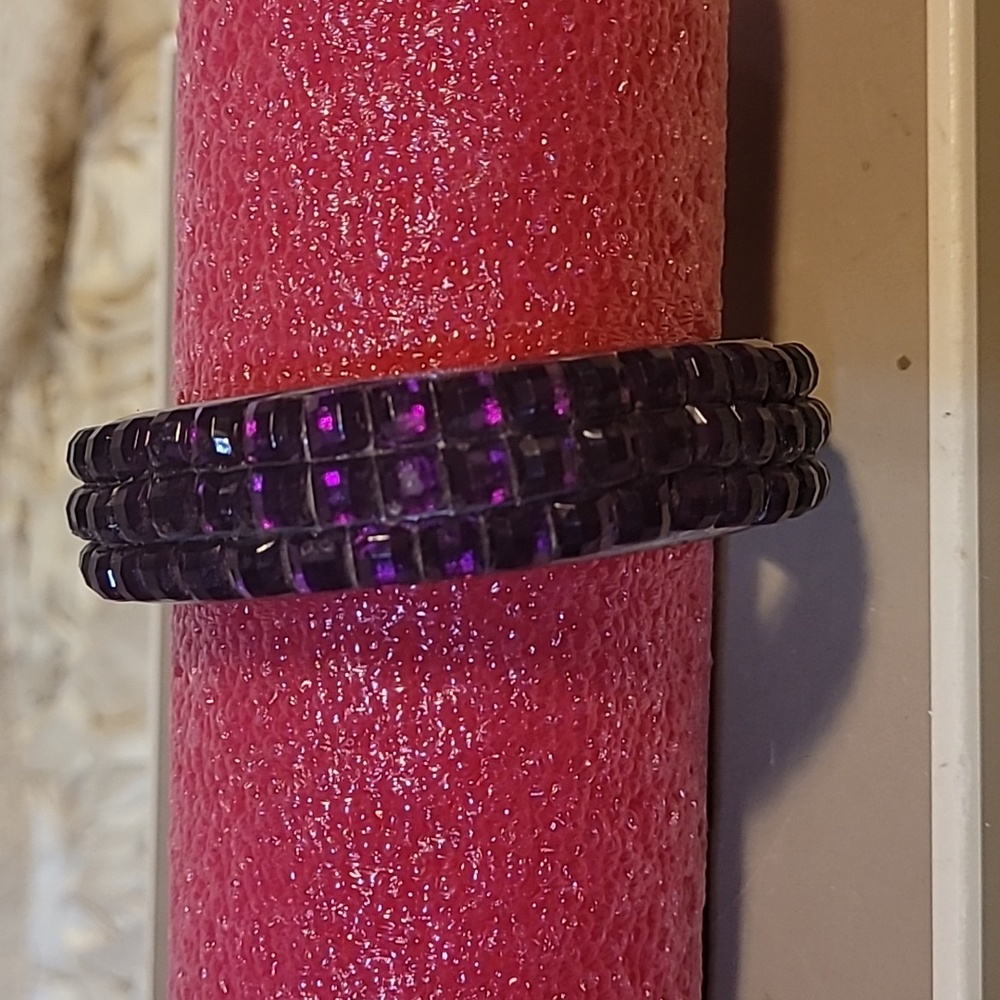 Purple Rhinestone Bracelet Rhinestone Band. - Picture 3 of 8